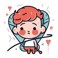 Cupid with bow and arrow. Vector illustration in flat style.