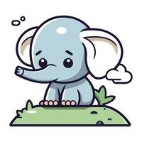 Cute Elephant Cartoon Mascot Character Vector Illustration. Isolated On White Background