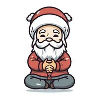 Papa Noel claus sentado en loto pose. Navidad personaje. vector ilustración.