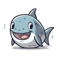 Cute shark cartoon character vector illustration. Cute shark mascot.