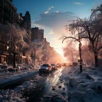 Winter city New York, New Year USA, Christmas holidays - AI generated image photo