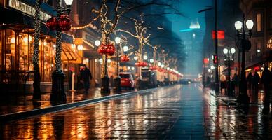 invierno ciudad nuevo york, nuevo año EE.UU, Navidad Días festivos - ai generado imagen foto