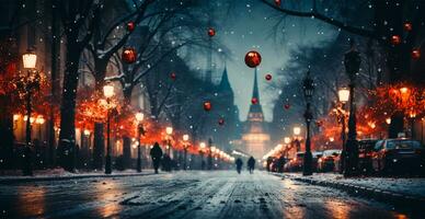 Winter city New York, New Year USA, Christmas holidays - AI generated image photo