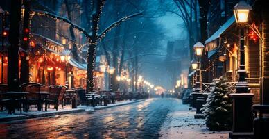 Winter city New York, New Year USA, Christmas holidays - AI generated image photo