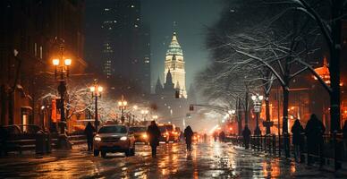 Winter city New York, New Year USA, Christmas holidays - AI generated image photo