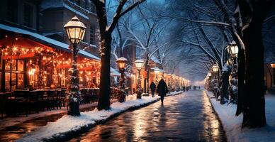 Winter city New York, New Year USA, Christmas holidays - AI generated image photo