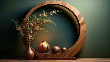 Home Decor Wooden Furniture AI generative photo