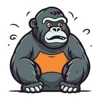 Vector Illustration of a Gorilla Cartoon Character with Clipping Path