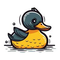 Duck swimming in the water. Vector illustration isolated on white background.