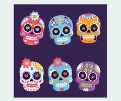 Hand Drawn Day of the Dead Skulls Illustration vector