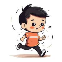 Running Boy   Cute Cartoon Vector Illustration