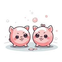 Cute piggy vector illustration. Cute piggy cartoon character.