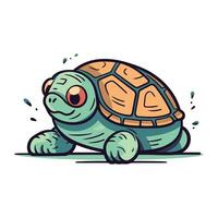 Cartoon funny turtle. Vector illustration of a cute tortoise.