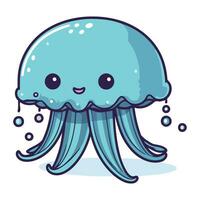 cute cartoon jellyfish on white background vector illustration graphic design.