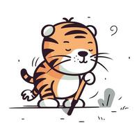 Vector illustration of cute tiger. Isolated on a white background.