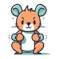 Cute cartoon hamster character. Vector illustration isolated on white background.