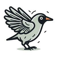 Crow doodle vector illustration. Cute cartoon bird.