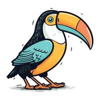 Cute cartoon toucan bird isolated on white background. Vector illustration.