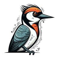 Woodpecker. Hand drawn vector illustration isolated on white background.
