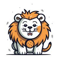 Cute cartoon lion. Vector illustration of a wild animal character.