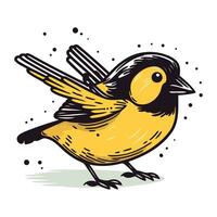 Cute little bird. Hand drawn vector illustration in cartoon style.