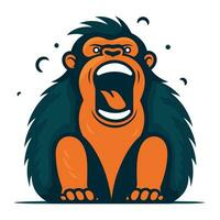 Angry gorilla. Vector illustration. Isolated on white background.