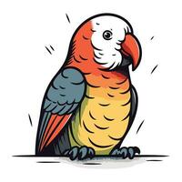 Parrot isolated on white background. Vector illustration in sketch style.