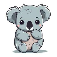 Cute koala cartoon isolated on white background. Vector illustration.