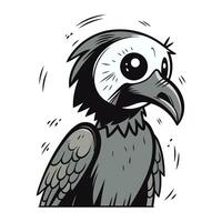 Vector image of a vulture. Black and white illustration of a vulture.