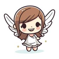 Cute little angel girl cartoon vector illustration. Cute little angel girl vector illustration.