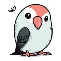 Vector illustration of cute cartoon parrot. Isolated on white background.