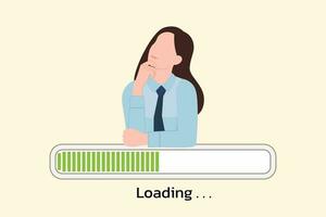 progress loading bar, illustration loading concept design with Business woman waiting on the download bar, Business Vector illustration.