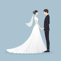 groom and Bride at wedding. wedding couple, Invitation card ,Wedding ceremony, Marriage people, Newlyweds poster,Romantic couple,wedding dress, vector illustration.