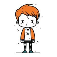 Cute cartoon boy. Vector illustration of a boy with a sad face.