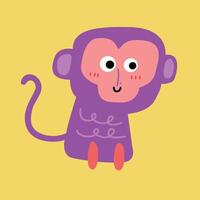 Funny creative hand drawn children's illustration of cute monkey vector