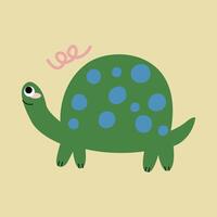 Creative hand drawn children's cartoon illustration cute turtle vector