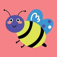 Creative hand-painted children's cartoon illustration with cute bees vector