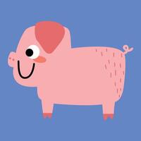 Funny creative hand drawn children's illustration of cute pig vector