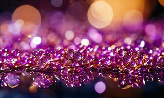 fascinante digital púrpura partículas ola ligero resumen antecedentes w brillante puntos estrellas ai generativo foto