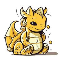 Vector illustration of cute cartoon dragon. Isolated on white background.