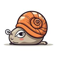 Cute little snail in a hat. Vector illustration isolated on white background.