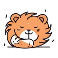 Cute little lion sleeping. Vector illustration in doodle style