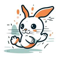 Cute cartoon rabbit. Vector illustration. Isolated on white background.