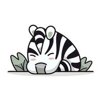 Cute zebra sleeping. Vector illustration in flat cartoon style.