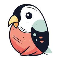 Vector illustration of a cute parrot. Isolated on white background.