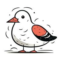 Vector illustration of a cute seagull on a white background.