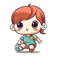 Cute little boy with red hair cartoon character vector illustration graphic design