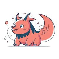 Funny cartoon dragon. Vector illustration of a cute little dragon.