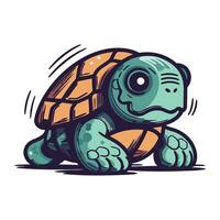 Cartoon turtle. Vector illustration. Isolated on white background.