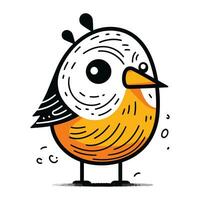 Cute little bird. Hand drawn vector illustration isolated on white background.